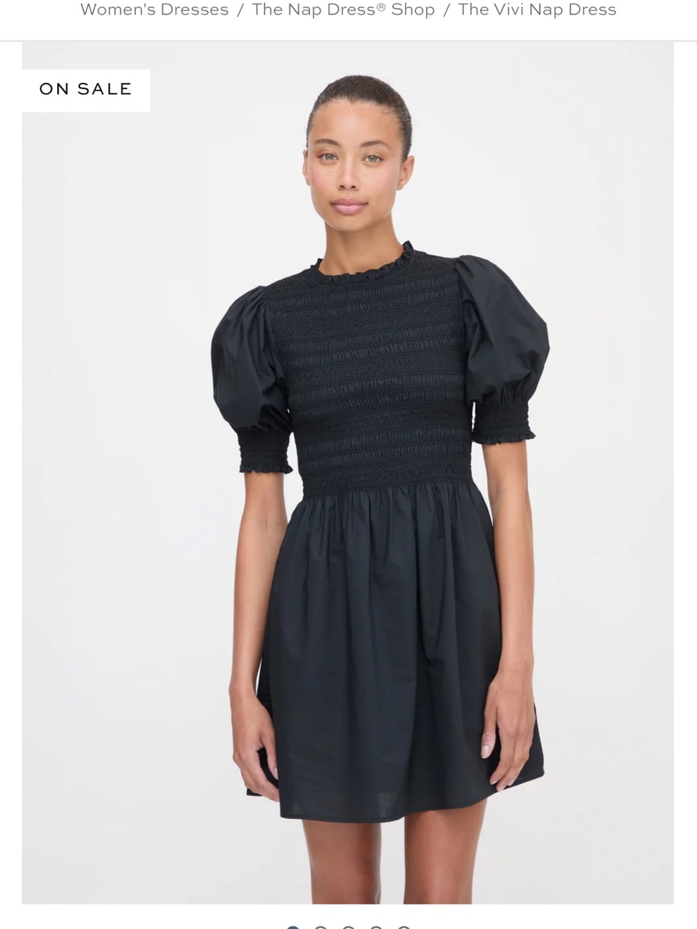Hill House Black Puff-Sleeve Mini Dress
